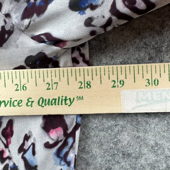 Chaps Top Womens Plus Size 3X Blue Pink Floral Popover Flowy 3/4 Sleeve V Neck - Picture 7 of 8